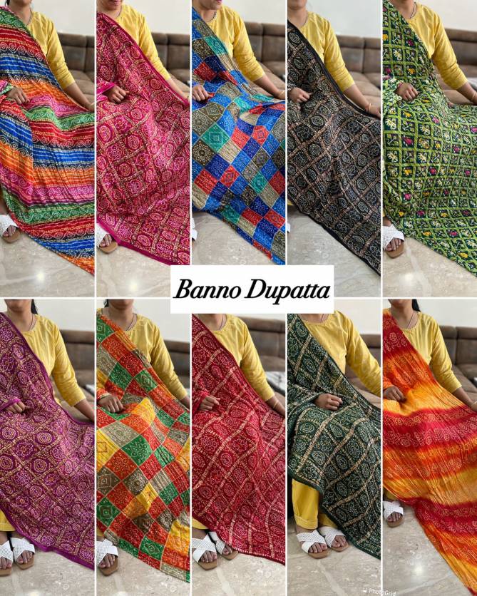 Banno Dupatta Designer Print Bandhej Dupatta Wholesale Shop In Surat
